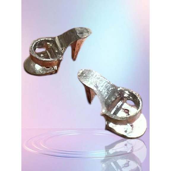 Doll Shoes Silver Metallic Open Toe Heels