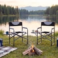 thumbnail image 4 of Costway Folding Camping Chair, Lightweight Portable Directors Chair with Side Table Black, 4 of 9