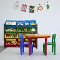 thumbnail image 4 of Humble Crew Primary Toddler 2-in-1 Plastic Building Blocks-Compatible Activity Table and 2 Chairs Set, Round, Primary, 4 of 8