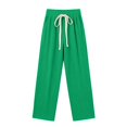 thumbnail image 6 of Ltctricy Ribbed Wide Leg Pants for Women Drawstring Comfy Yoga Pants Casual Loose Elastic Waisted Lounge Pants(Green,One Size), 6 of 6