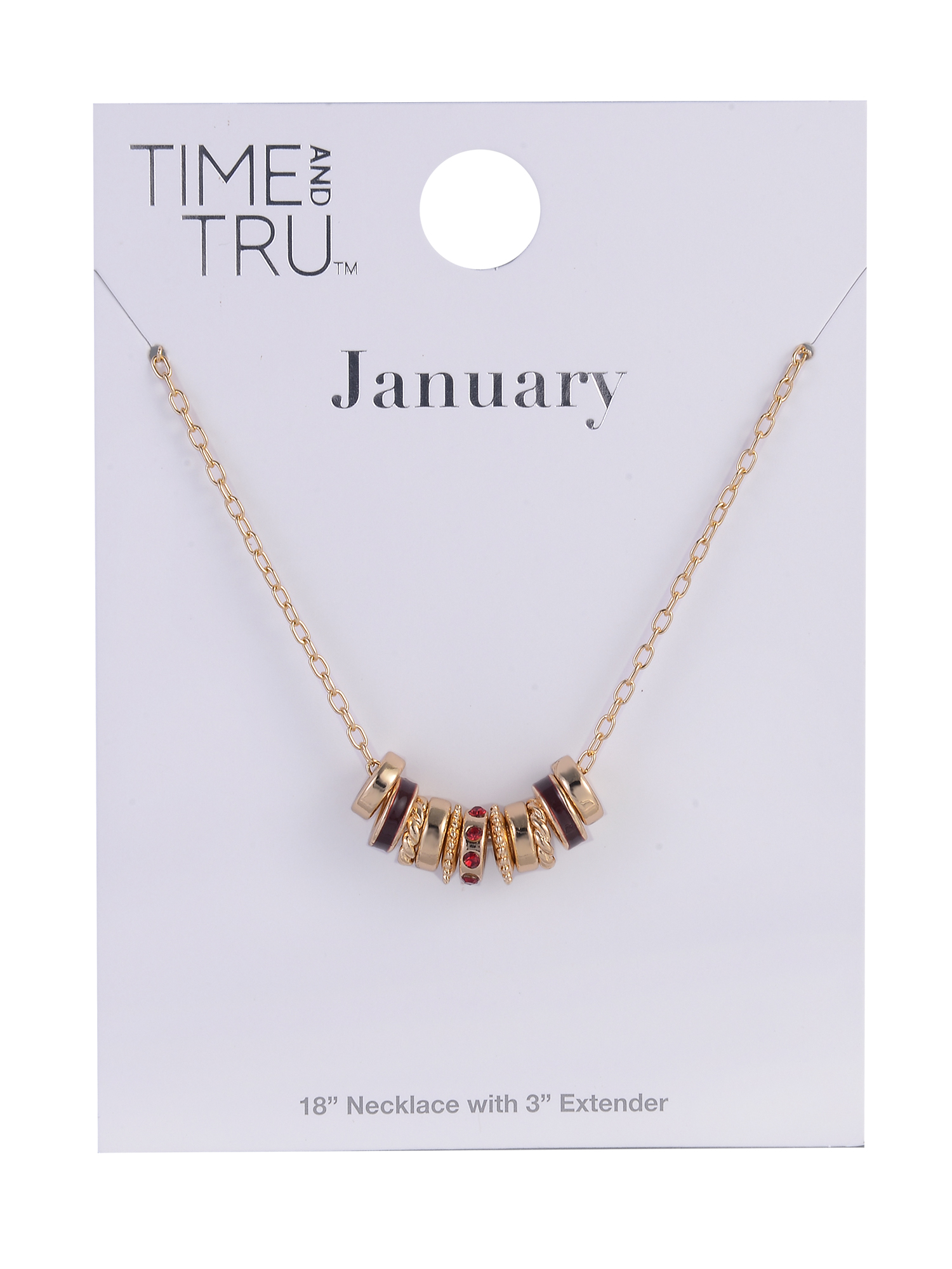 Time and Tru Goldtone Chain with Garnet Birthstone "January" Necklace