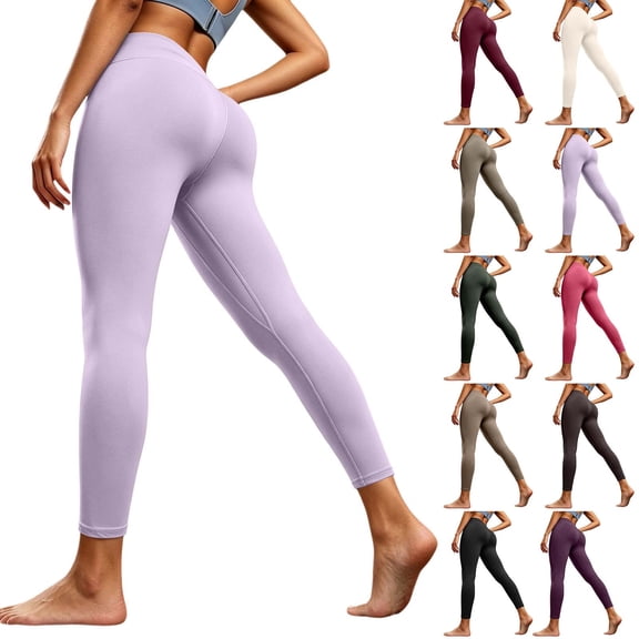 Liweisiy Women's Yoga Compression Leggings High Waist Bodybuilding Booty Pants Athletic Workout Casual Trousers Khaki XL