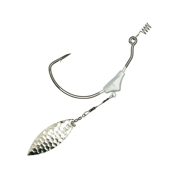 Eagle Claw Trokar Swim Blade #3 Hammered Nickel Willow 1/8 oz Weighted Swimbait Hook #5/0 Platinum Black 2PK