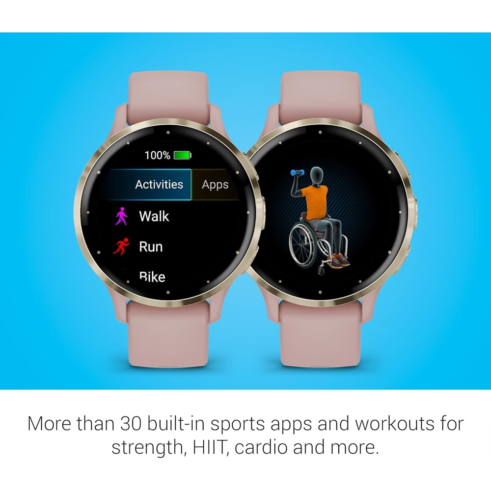 Restored Garmin Venu 3S Fitness GPS Smartwatch Gold Bezel w/ Rose Case (41mm) Refurbished