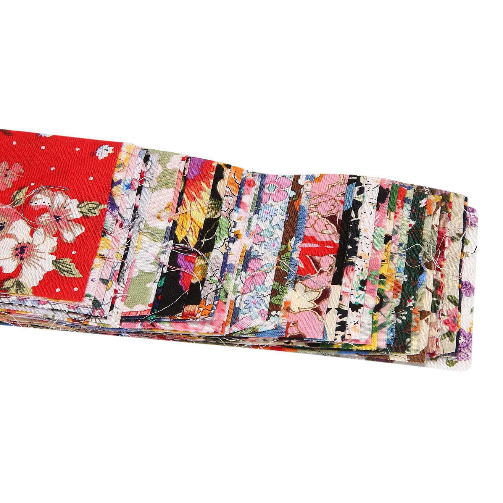 2X Fabric Strips Roll Jelly Fabric Bundles Fabric Quilting Strips Roll Up Flower Precut Patchwork with Assorted Patterns