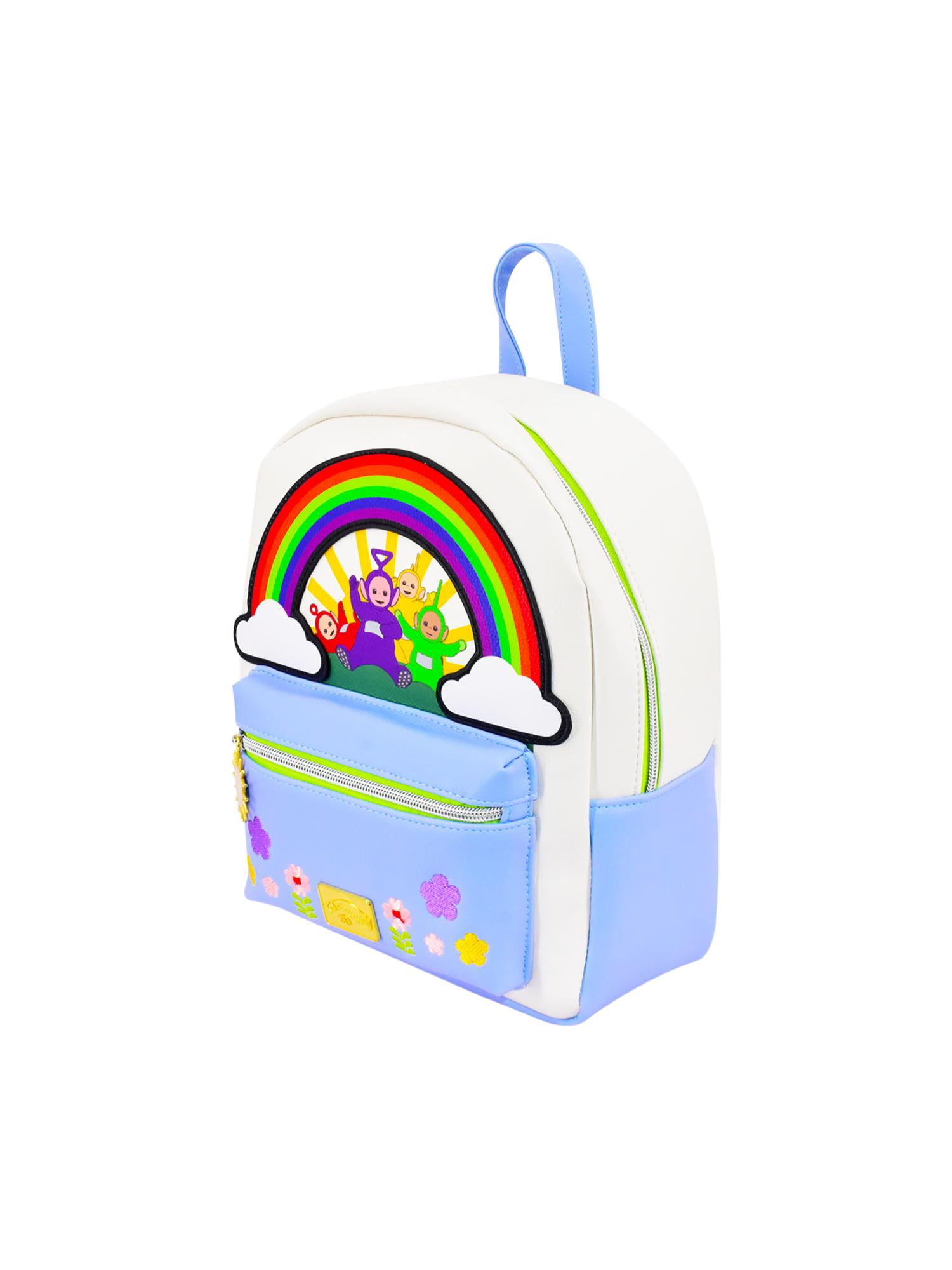 Teletubbies Mini Backpack, Rainbow Flower Design, Small Travel Bag for Men and Women, Multi