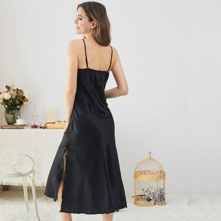 Curvebay Sexy Chemise Plus Size Silk Nightgowns for Women Long