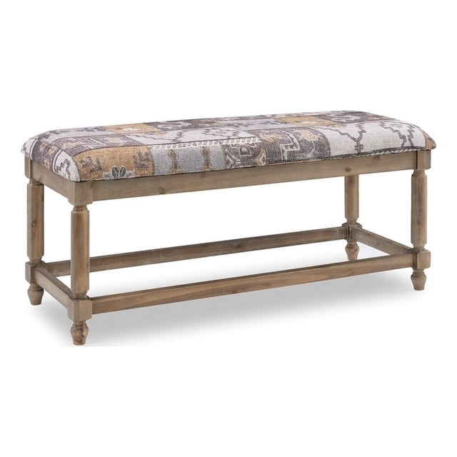 Linon Isla Banc en Bois Rembourré Multi-Motif Gris