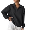 thumbnail image 3 of Pounoo Oversized Sweatshirt for Women Henley Neck Collar Button Long Sleeve Shirts Fall Loose Workout Pullover Blouse Gift, 3 of 9
