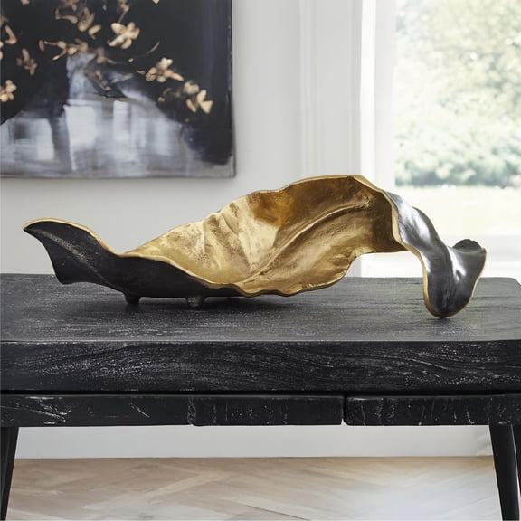 Signature Design by Ashley Melinda Sculpture, Black and Gold Modern Metal Decorative Accent