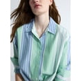 thumbnail image 4 of Free Assembly Women's and Women's Plus Relaxed Button Down Cotton Shirt with Long Sleeves, Sizes XS-4X, 4 of 5