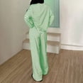 thumbnail image 5 of VISALY Valentine 's Day Pajamas for Women Striped Sleepwear Lounge Set Nightwear Pajamas Set Long Sleeve Pajama Set Comfortable Pjs Set Comfy Pajama Set Sleepwear Sets Pretty Pajamas Green S, 5 of 6