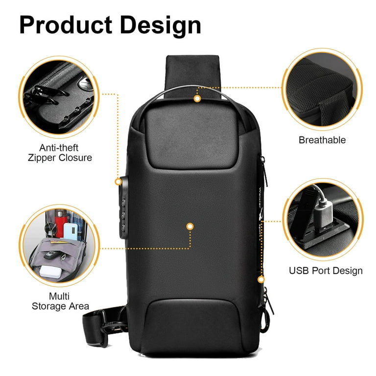 Men Crossbody Sling Bag Waterproof Shoulder Chest Back Pack Anti Theft Sash  Bags Pouch New Sports Bag