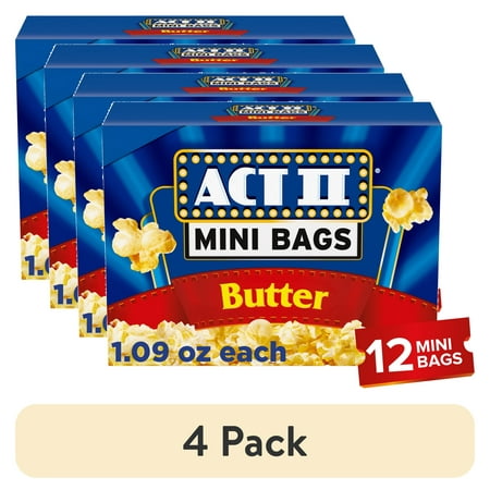(4 pack) Act II Mini Bags Butter Microwave Popcorn, 1.09 oz., 12-Count Bags