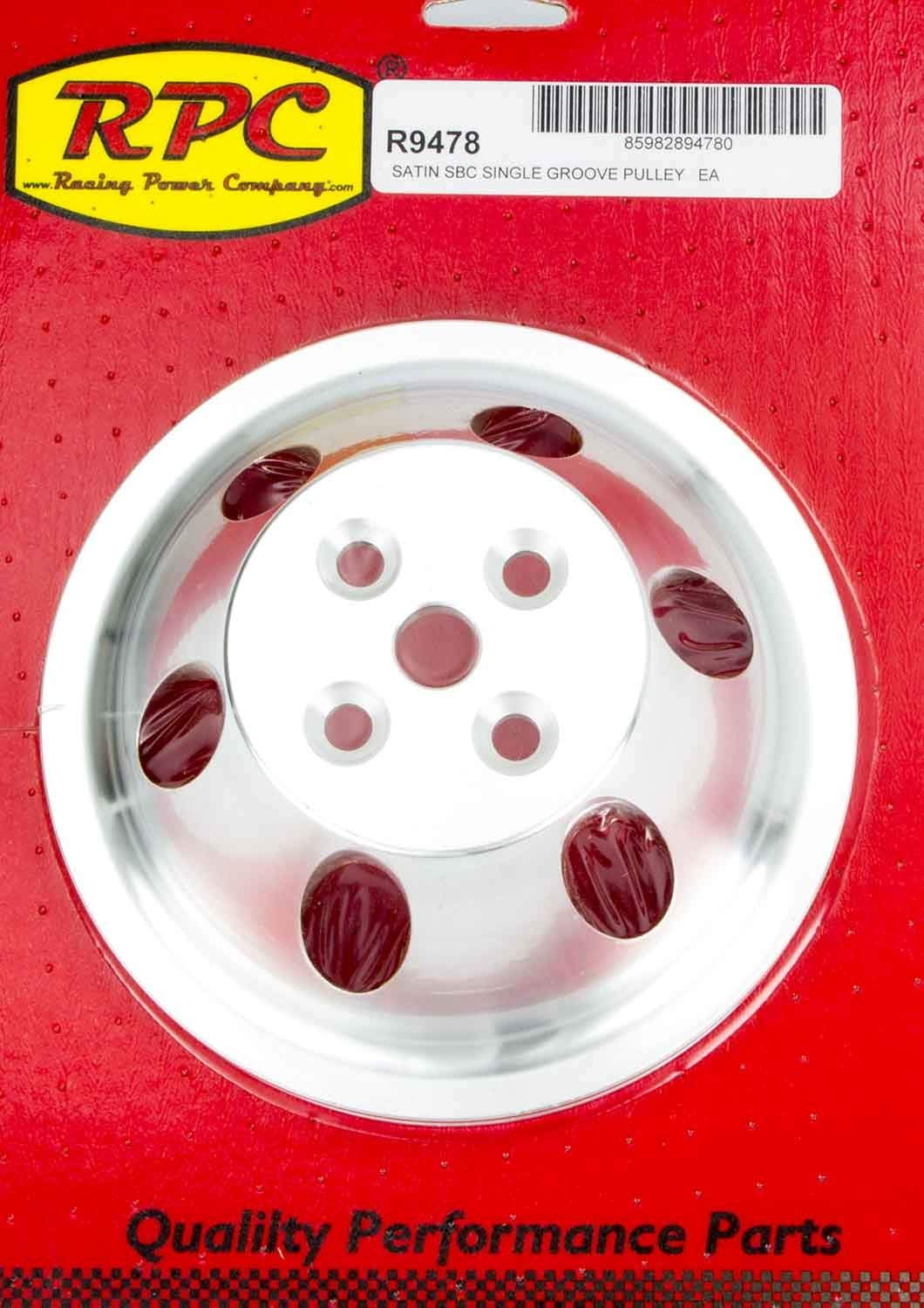 Racing Power R9478 Satin SBC Single Groove Aluminum Pulley for Small Block Chevy