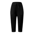 thumbnail image 5 of Capri Pants for Women Spring Summer Casual Lightweight Elastic Waist Capri Sweatpants with Pockets, 5 of 6