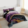 thumbnail image 3 of Feelyou Marble Ombre Bedding Comforter Set for Adult, Purple Grey Stripes Twin Comforter Sets, Watercolor Artwork Reversible Bedding Set, Luxury Bedroom Decor, 2pcs, 3 of 8