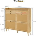 thumbnail image 3 of Zzistar Rattan Shoe Cabinet Storage, Large Shoe Cabinet Freestanding Organizer with Wood Legs and 4 Flip Drawers for Entryway Hallway Living Room, 3 of 7