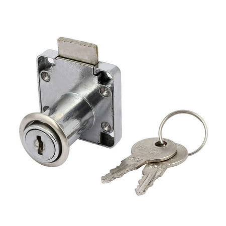40mmx40mmx37mm Metal Square Base Drawer Lock Locker Silver Tone w Keys