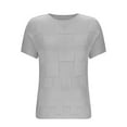 thumbnail image 5 of XPMWRP Womens Summer Short Sleeve Tunic Tops Casual Crew Neck Hollow Out Crochet Knit T-shirt Loose Lightweight Shirts Blouse Gray XL, 5 of 6