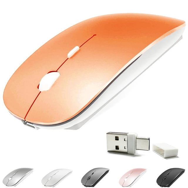 Mouse KLO recargable Bluetooth 5.2 de doble modo, color naranja