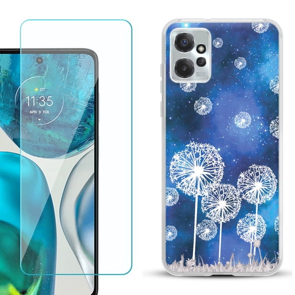 OneToughShield ® for Motorola Moto G Power 5G 2023 Shockproof Fashion Phone Case, with Tempered Glass Screen Protector - Dandelion Stars