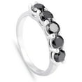 thumbnail image 2 of Pompeii 1ct Five Stone Black Diamond Wedding Ring 14K White Gold (Black,), 2 of 4