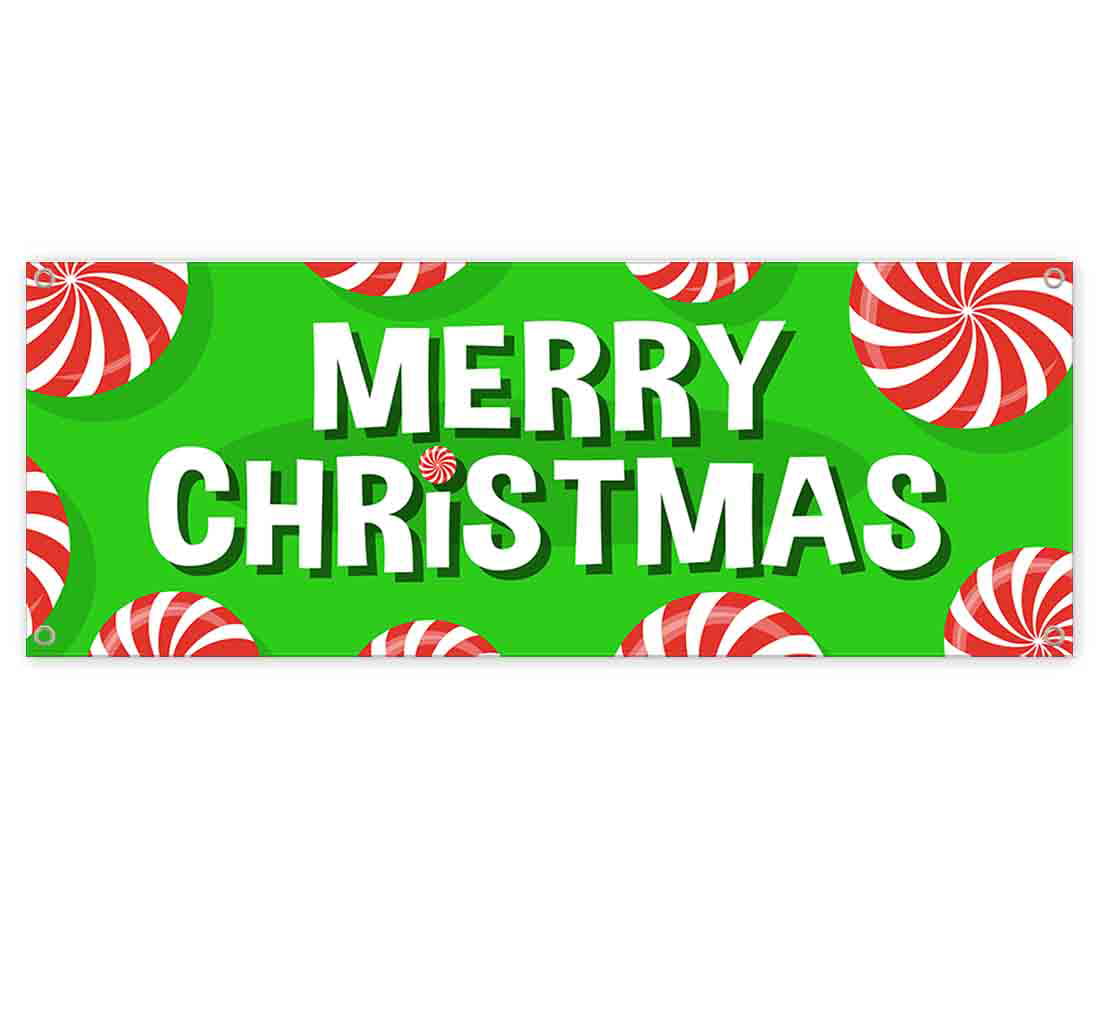 Non-Fabric Heavy-Duty Vinyl Single-Sided with Metal Grommets Merry Christmas 13 oz Banner 