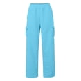 thumbnail image 5 of BRDFRL Cargo Pants for Women Y2K Casual Baggy Joggers Elastic Waist Wide Leg Pants with Pockets Light Blue S, 5 of 6