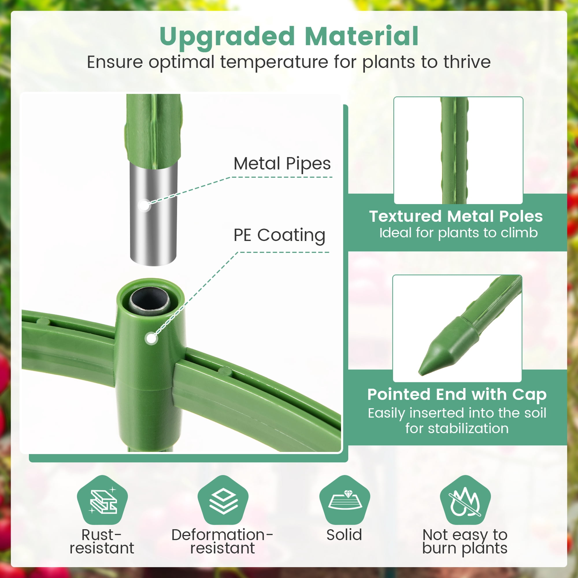 Costway 2-Pack Garden Trellis 57" Plant Support & Tomato Cages with Adjustable Height
