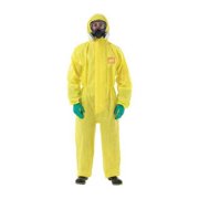 Chemical Resistant Coverall, L, Yellow, Chemical Laminate