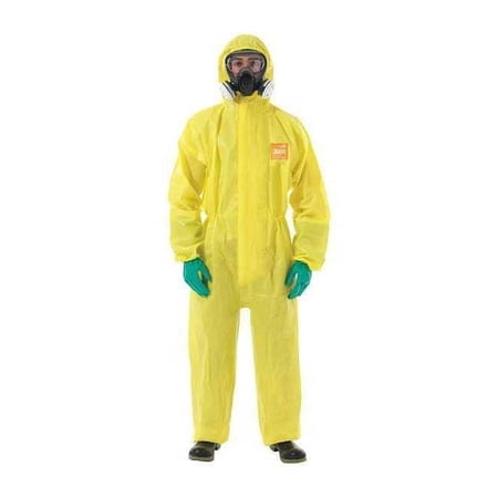 Chemical Resistant Coverall, M, Yellow, Chemical Laminate