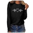 thumbnail image 1 of Pompotops Femmes Imprimé Décontracté Col Rond Manches Longues T-shirt Tops Blouse, 1 of 5