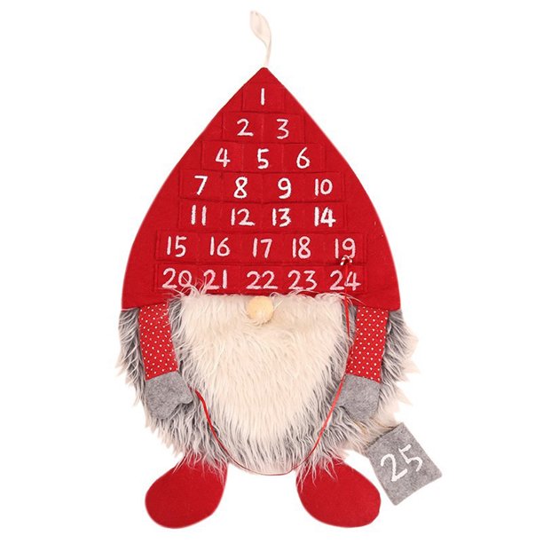 Calendario navideño de 24 días con bolsillos, tamaño perfecto para niños (rojo)