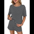thumbnail image 2 of Conjunto de Pijama de 2 Piezas de Corta con Rayas de Verano, Color Negro, Talla M, 2 of 9