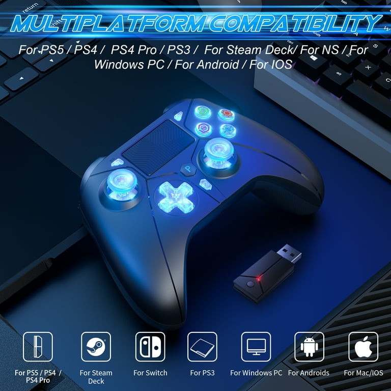 Wireless Controller for PS5, Compatible with PS4/PS3/PC/Steam