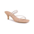 thumbnail image 1 of BLISSFUL STEP Sandale à Enfiler pour Femme à Brides Ornées de Strass, Bout Carré, Talon Kitten, Sandales à Enfiler Nude 7, 1 of 7