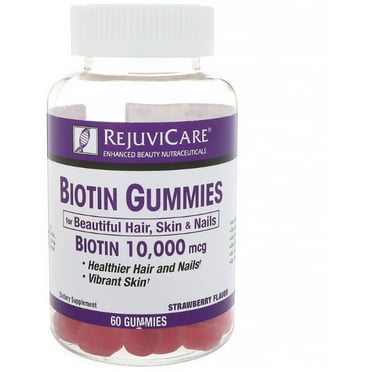 RejuviCare Biotin 10,000 mcg Gummies, Strawberry Flavor 60 ea (Pack of 6)