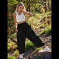 thumbnail image 4 of Pantalones Palazzo Harem Informales Holgados con Cordón para Mujer, para Verano, Playa, Viajes, Vacaciones, con Bolsillos. Negro L, 4 of 6