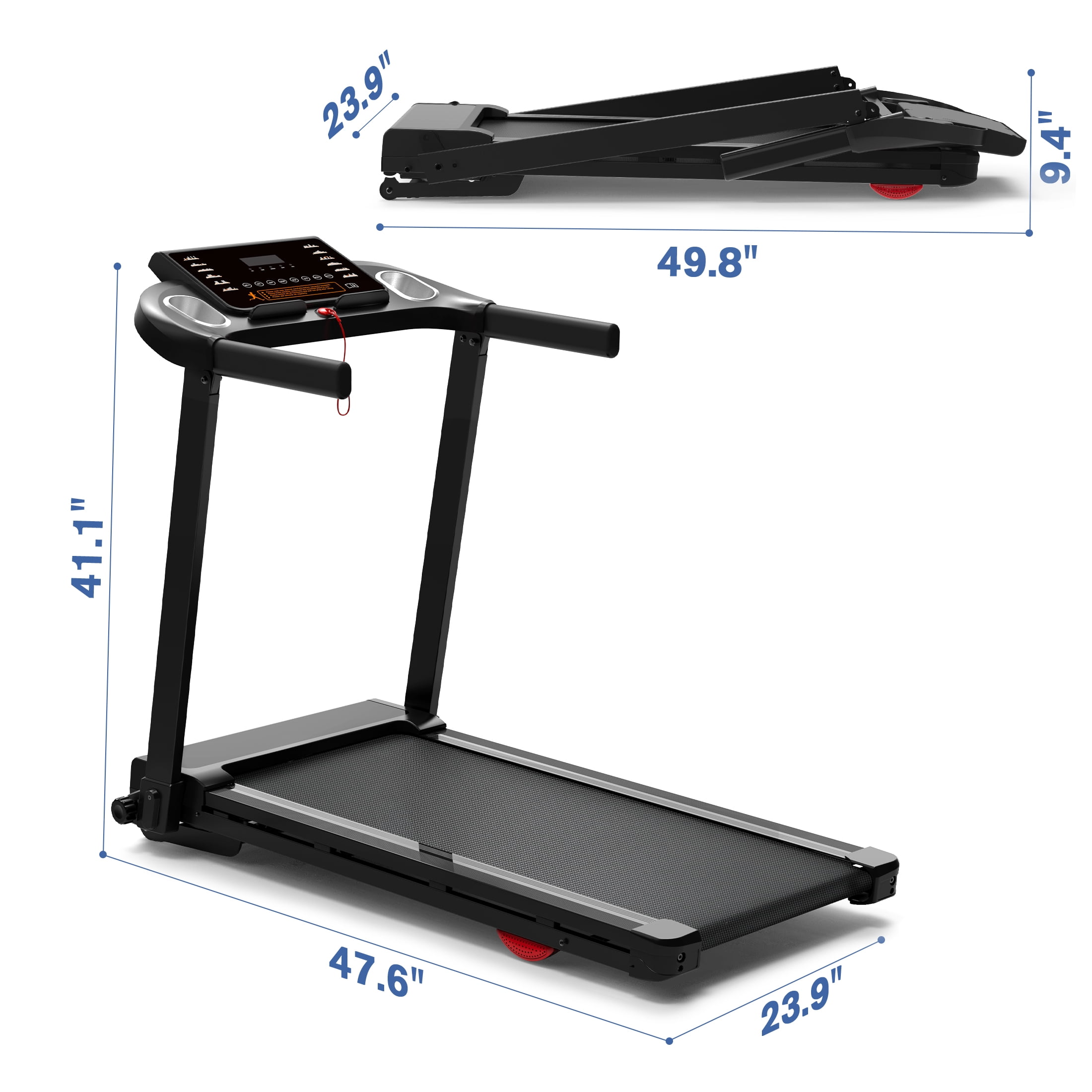 Hapycity Foldable Treadmill with 15% Auto Incline - 300 lb Capacity 2.5HP 0.6-7.6MPH with Remote & APP for Home Office