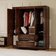 thumbnail image 5 of VivaVista Large Solid Wood Armoire Wardrobe Closet With Drawers, Bedroom Armoire Wardrobe Closet With Doors, Wardrobe Closet For Hanging Clothes, Elegant Wardrobe Cabinet for Clothing Storage, 5 of 10
