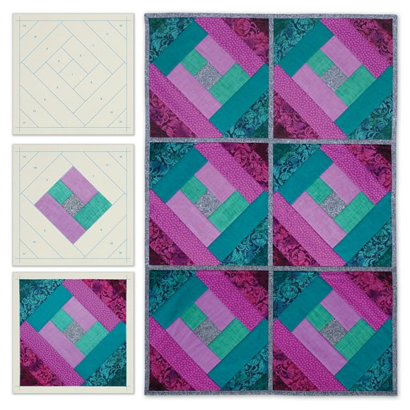 Quilt As You Go Printed Quilt Blocks On Batting-London Labyrinth