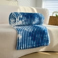 thumbnail image 4 of SPOORYYO Flannel Throw Blanket Super Soft Cozy Plush Thick Lightweight Bed Blankets Suitable for All Seasons with Tie-Dye Effect Ribbed Jacquard for Couch,Sky Blue, 70x100CM, 4 of 6