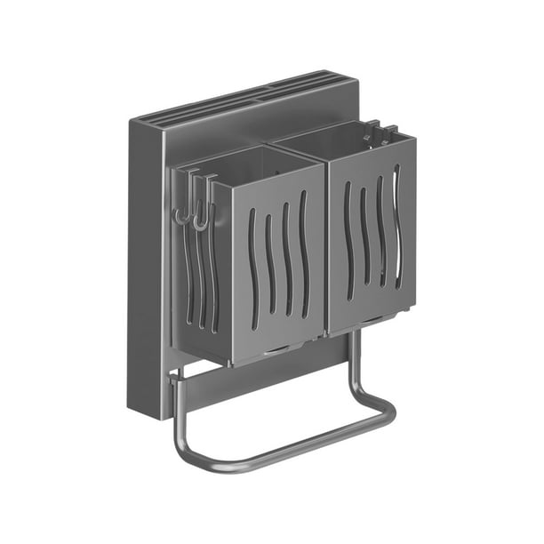 Organizador de utensilios de cocina de pared, caja de almacenamiento de cubiertos con ganchos de drenaje, estante de plástico ABS para cuchillos y palillos, diseño fácil de limpiar para cucharas y te