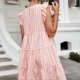 thumbnail image 5 of Summer Dress For Women Plaid Crew Neck Ruffled Sleeveless Tiered Mini Dress, 5 of 5
