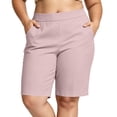 thumbnail image 3 of Zpzdpjkx Women's Plus Size Solid Bermuda Shorts with Pockets High Waist Stretch Knee‑Length Casual Yoga Hiking Shorts, 3 of 10