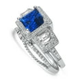 thumbnail image 5 of LaRaso & Co Trio His Her Wedding Rings Set Silver Blue Engagement Wedding Bands Women Men, 5 of 8