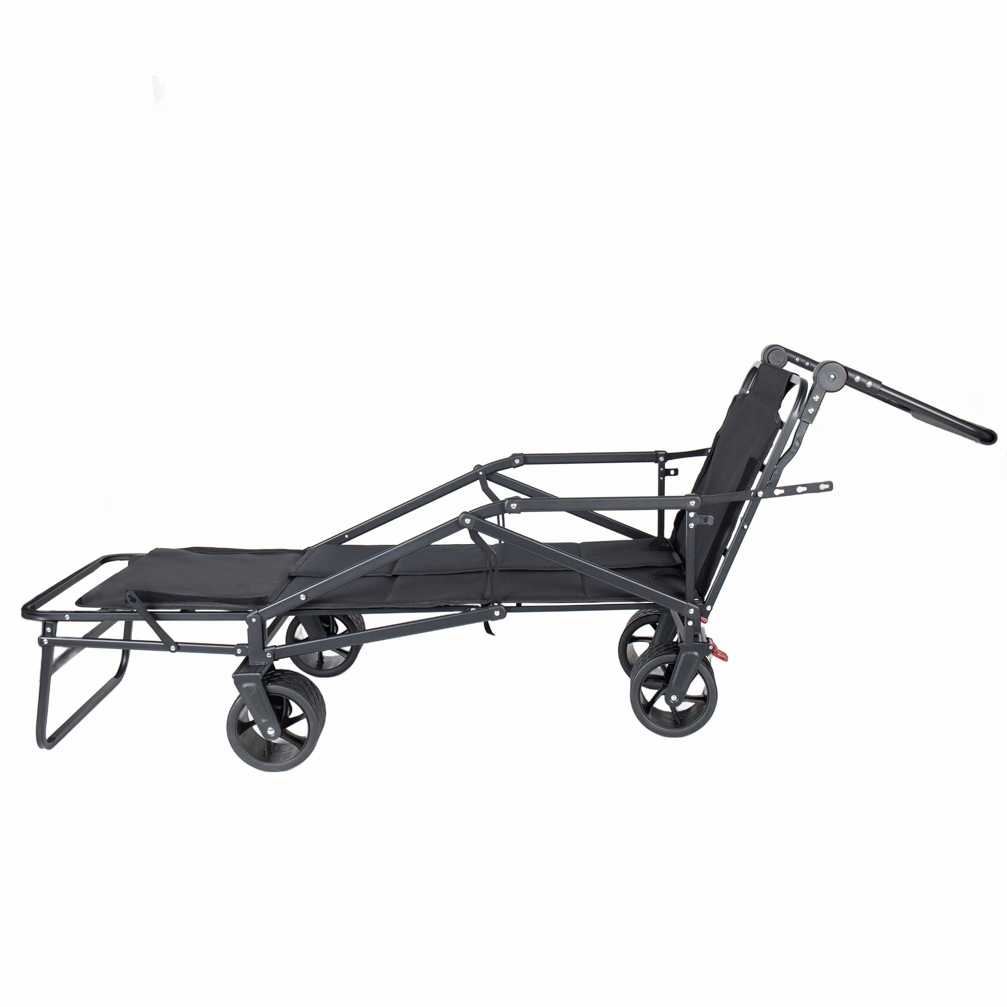 2-in-1 Multifunctional Folding Wagon Cart, Convertible Beach Chair with All-Terrain 360° Swivel Wheels, 650LB Heavy Duty Utility Cart with Brake for Shopping, Beach, Camping, Sports, Garden