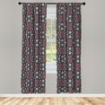 thumbnail image 2 of Ambesonne Floral Curtains, Flowers Leaves Oriental Art, Pair of 28"x84", Pastel Pink and Avocado Green, 2 of 4