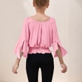 thumbnail image 4 of THDHVS Girls Shirts,Shirts for Girls,Summer Girls' Waist Cinching Strapless Long Sleeve Fashion Solid Color Casual Top Pink 12-13 Years, 4 of 5